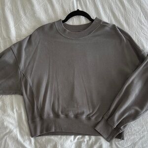 Abercrombie & Fitch Gray Cropped Crew Neck Sweater